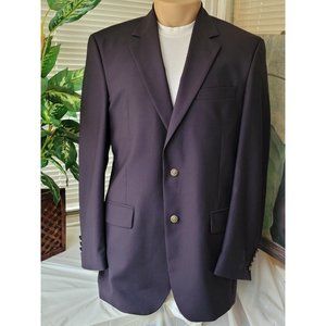 JOS A. BANK MEN'S 40L SPORT COAT NAVY BLUE TWO-BUTTON ONE-VENT 100% WOOL B523